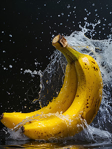 水花溅起的香蕉图片