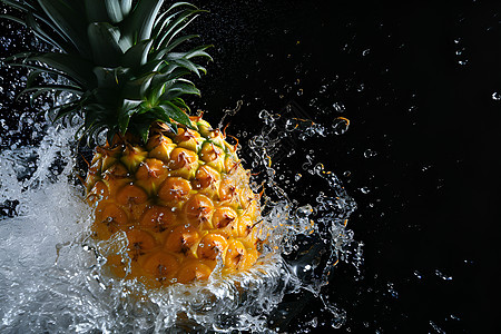 菠萝冲入水中图片