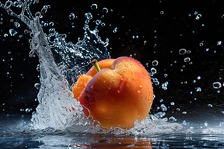 水中爆炸的桃子图片