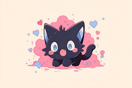 快乐的黑色小猫图片