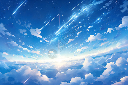 蓝天上飞机的轨迹背景图片
