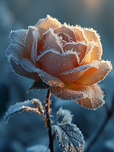 冬日冰花中的玫瑰图片