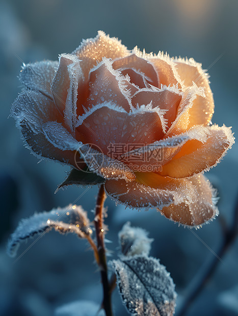 冬日冰花中的玫瑰图片