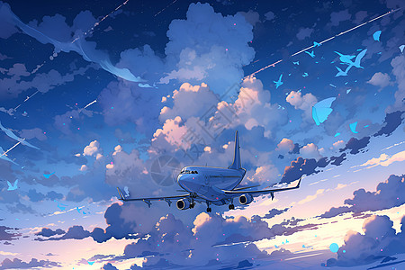 天空上的飞机背景图片
