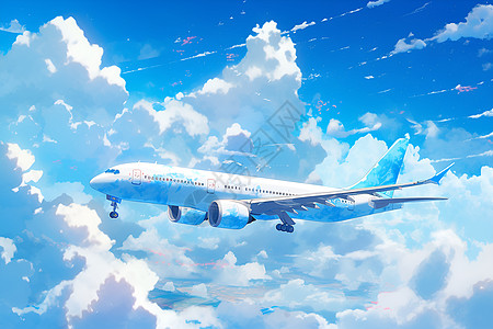 蓝天下的飞机图片