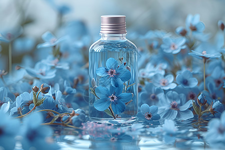 蓝色的瓶子花朵图片