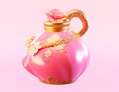 粉色金边茶壶图片