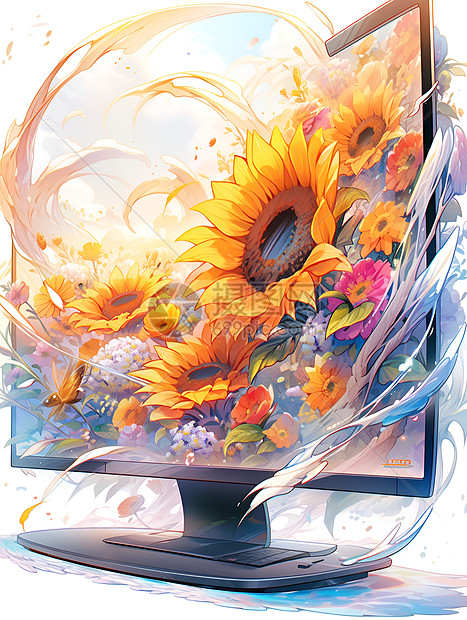 太阳花在显示屏上的绚丽之美图片