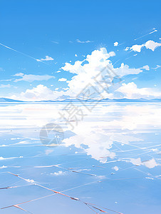 盐湖与蓝天相映图片