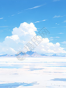 盐湖旁的宽广天空图片