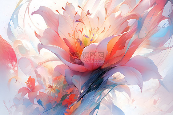 鲜艳的花朵插画图片