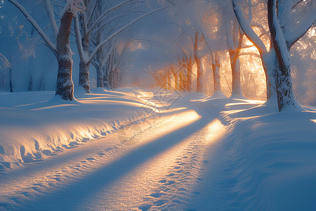冬日美丽的雪景图片