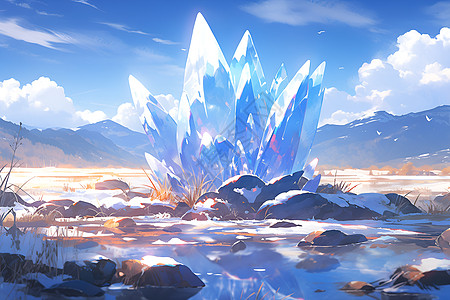 巨大的冰山山石背景图片