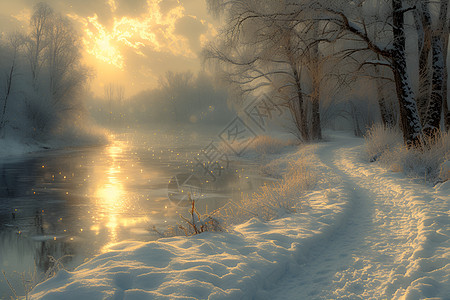 冬日柔光中的宁静美景图片