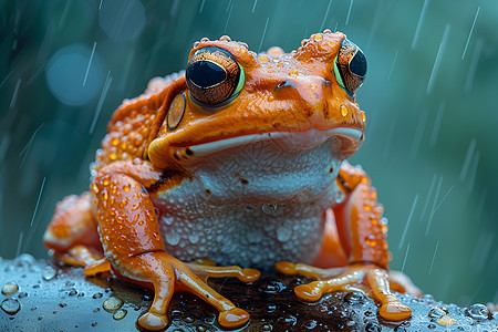 雨下在了青蛙身上背景图片