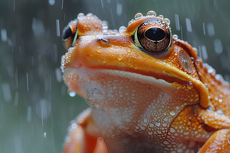 青蛙身上有雨滴图片