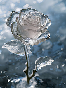 凛冬中的冰雕玫瑰图片