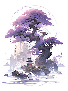 紫色大树图片