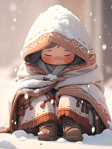 雪中的少女图片
