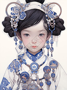 中国汉代少女插画背景图片