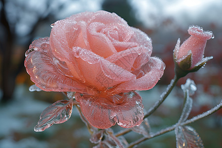 冰雕玫瑰冬日芬芳背景图片