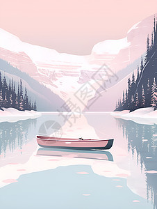 冬日寂静的一只孤独的独木舟图片