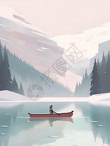 宁静湖泊孤零的独木舟图片