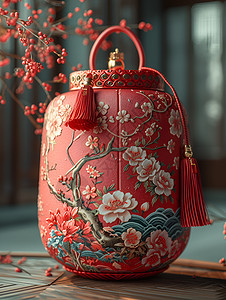 中式红色福袋图片