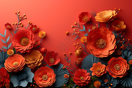 红色主题的花卉图片