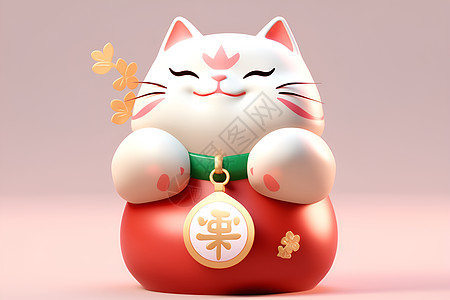 幸运猫咪带铃铛的招财猫高清图片