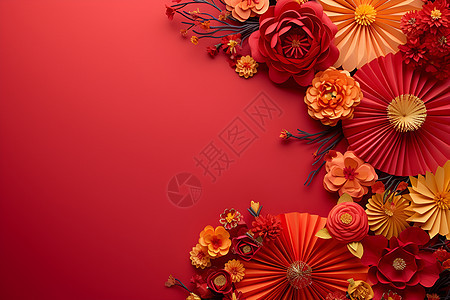 红花剪纸艺术图片