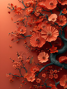 红花立体背景图片