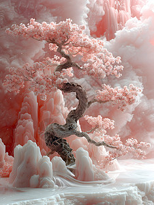 粉色的树木图片