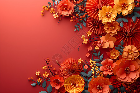 剪纸花卉背景图片