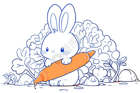 小兔子拿着胡萝卜图片
