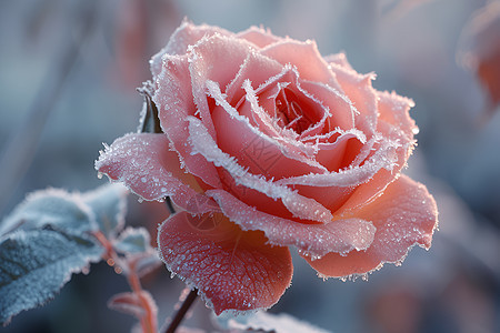 冰凝玫瑰的优雅之美图片