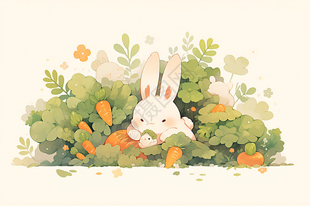 兔子吃胡萝卜图片