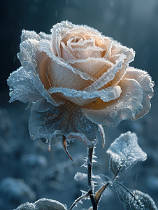 冰雕玫瑰的优雅冬日图片