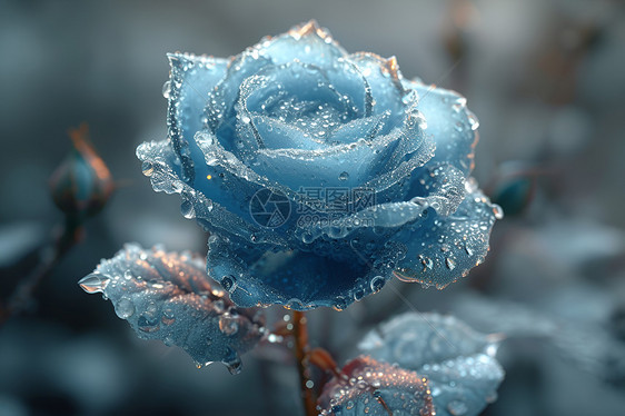 碎裂的冰蓝色玫瑰的魅力图片