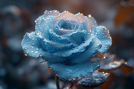 冰蓝色的破碎玫瑰图片