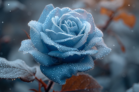 冰蓝色破碎玫瑰绽放的细腻之美图片