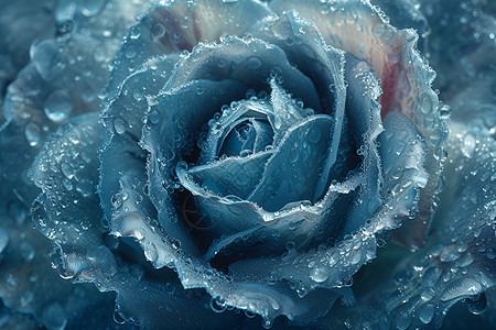 冰碎片构成一个迷人的蓝色玫瑰图片