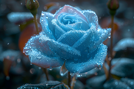 冰蓝色凋零的玫瑰图片