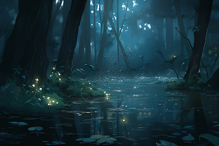 神奇的水中森林背景图片