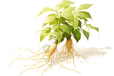 两株根系发达的植物背景图片