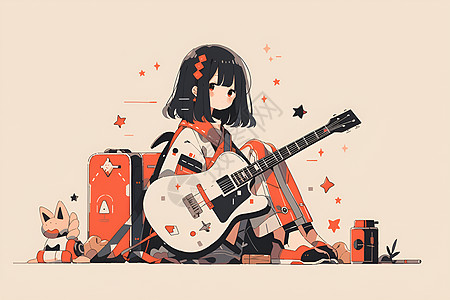 漂亮吉他女孩图片