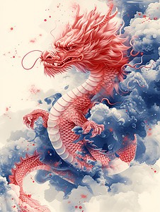 红云缭绕中华巨龙图片