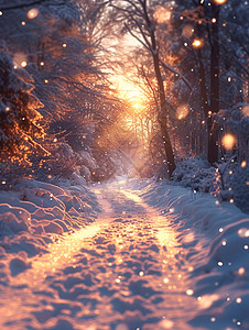 冬日夕阳美景图片