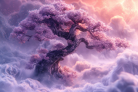 紫色魔幻树影图片