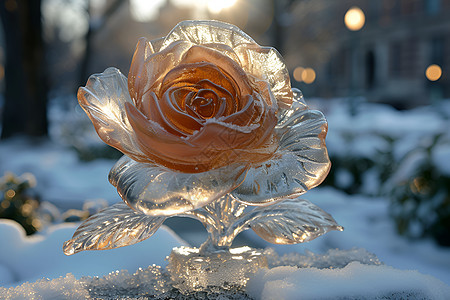 冬日花朵冰雕之美背景图片